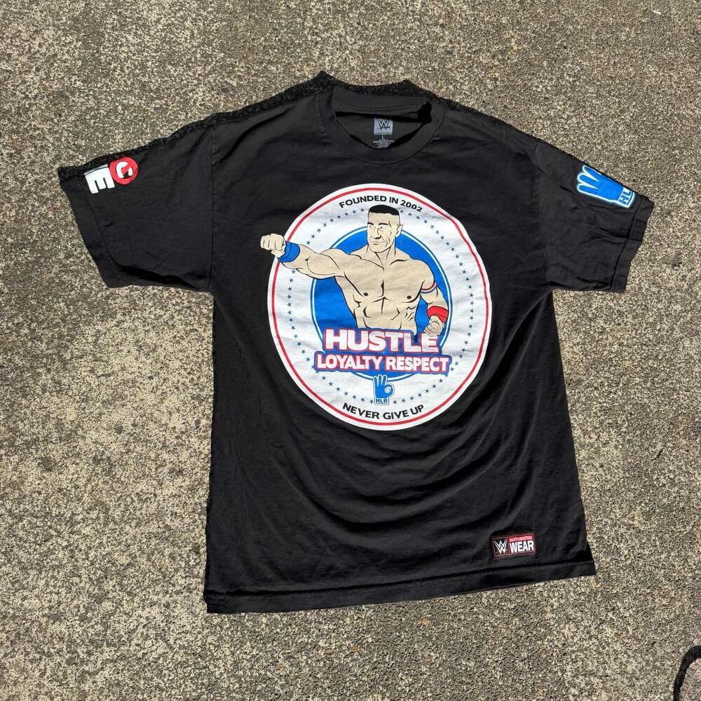 WWE Authentic John Cena Hustle Loyalty Respect Never Give Up Graphic T-Shirt